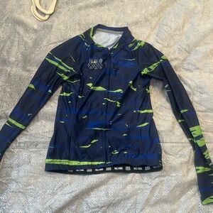 Tres Pinas Women’s long sleeve Cycling Jersey - Size xsmall. Blue & green